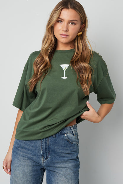 Katoen Gebreide Vrouwen T-shirt Casual Letters