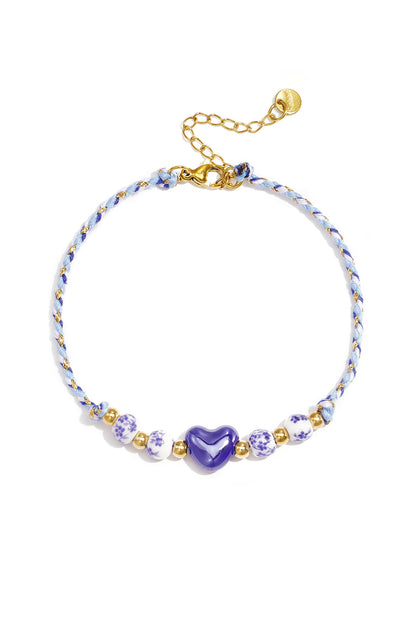 Enkelbandjes van touw met hartje, casual, dagelijks en romantisch design, dames sieraden