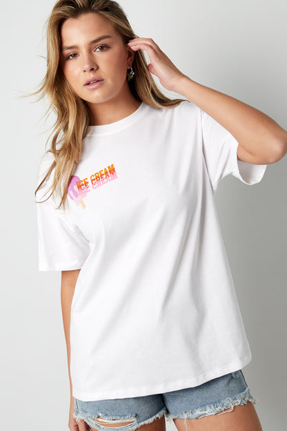 Cotton Vrouwen T-shirt Lente/Zomer Letters