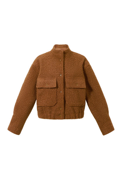Geweven Polyestervezel Vrouwen Jas Casual Solide Kleur Herfst/Winter